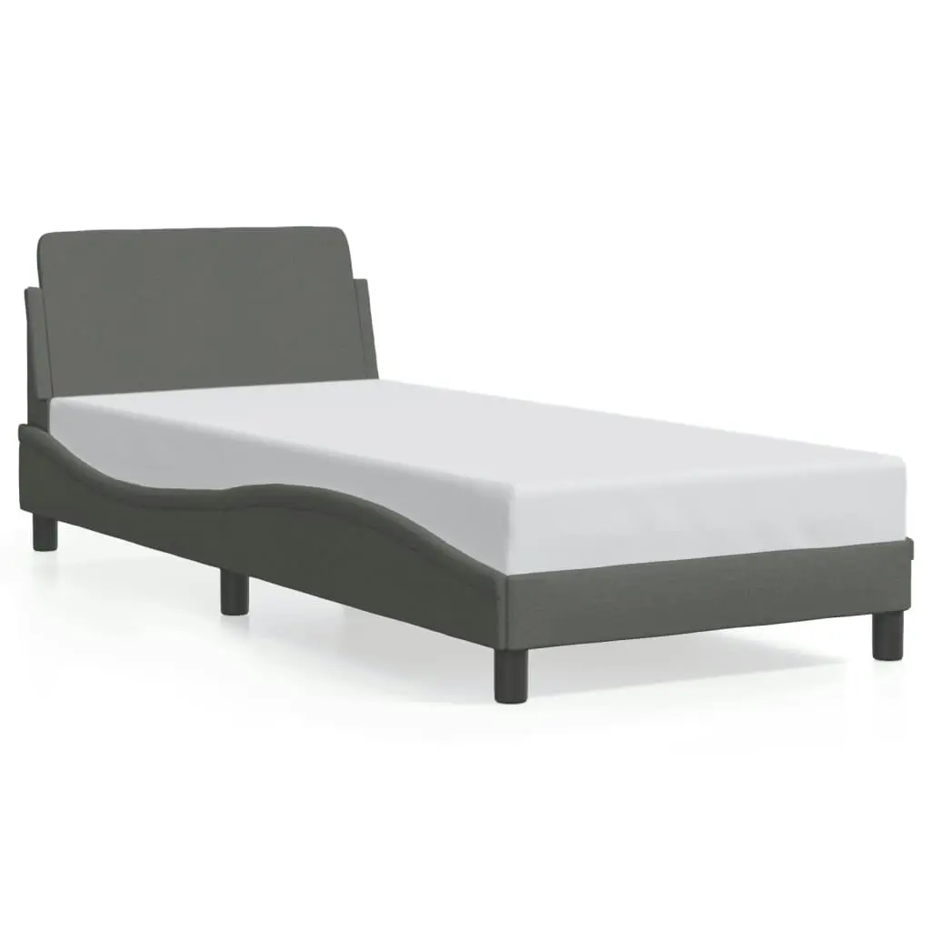 Bed Frame with Headboard Dark Grey 90x190 cm Fabric 3207656