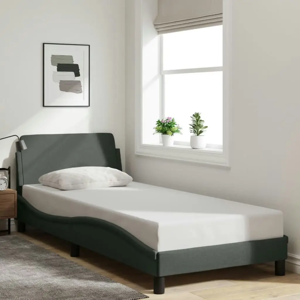 Bed Frame with Headboard Dark Grey 90x190 cm Fabric 3207656