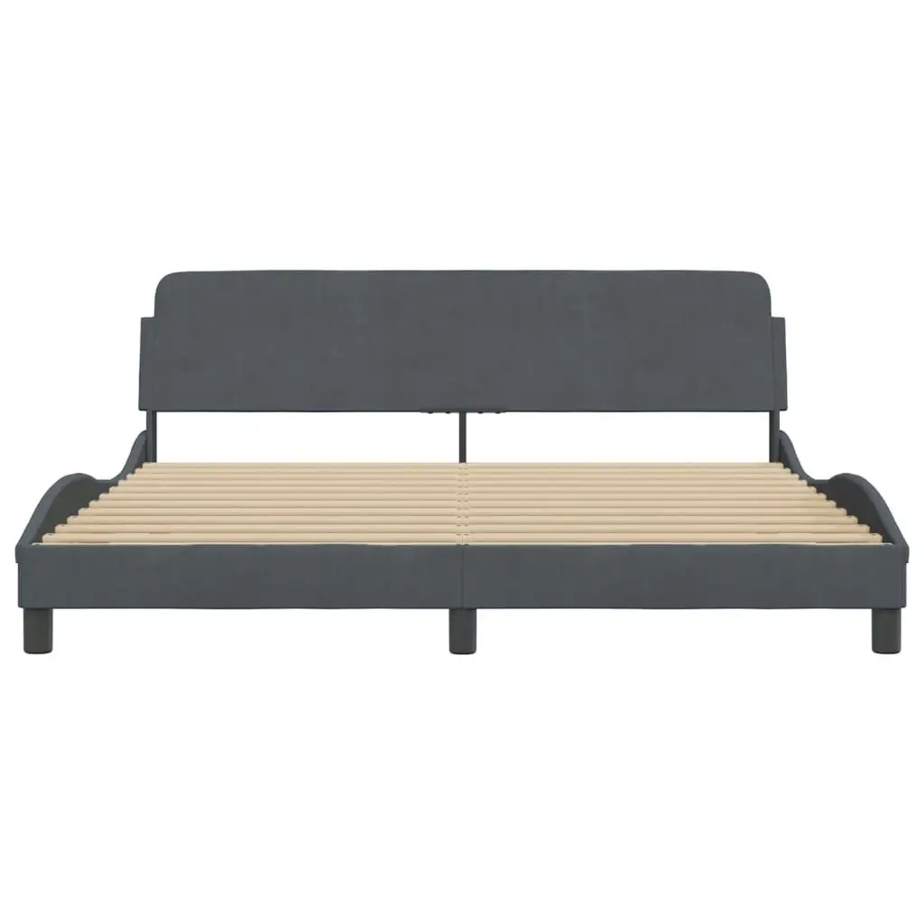 Bed Frame with Headboard Dark Grey 183x203 cm King Size Velvet 373233