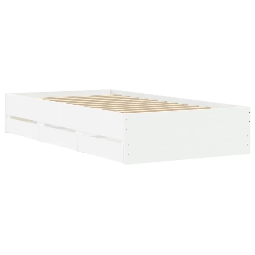 Bed Frame with Drawers without Mattress White 90x190 cm 3207322