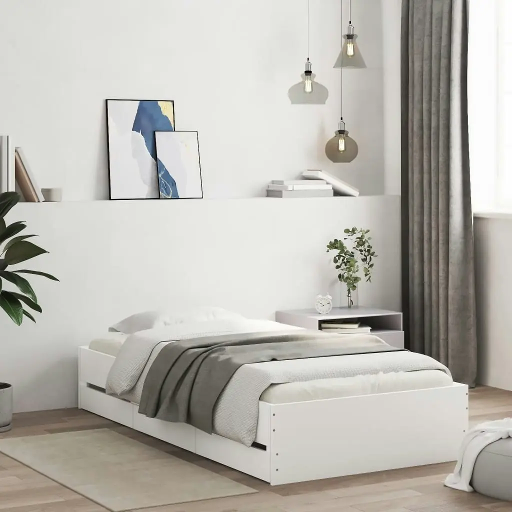 Bed Frame with Drawers without Mattress White 90x190 cm 3207322