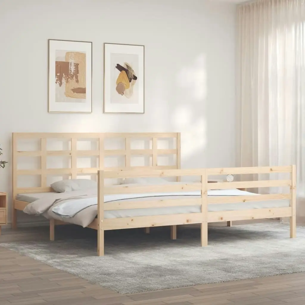 Bed Frame with Headboard 183x203 cm King Solid Wood 3194001