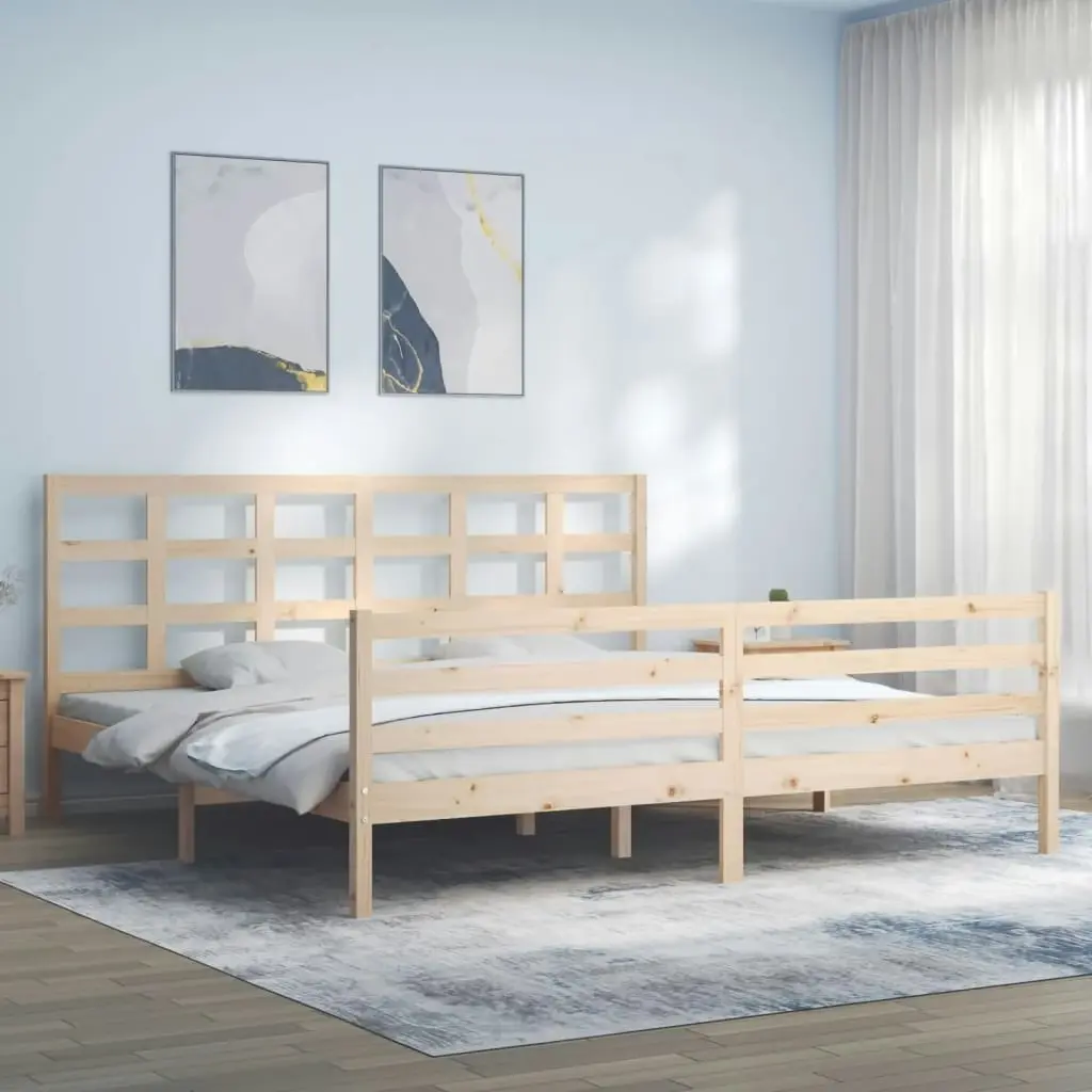 Bed Frame with Headboard 183x203 cm King Solid Wood 3194001