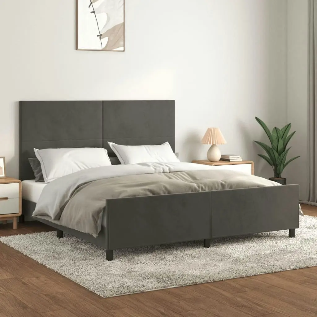 Bed Frame without Mattress Dark Grey 152x203 cm Queen Velvet 3283138