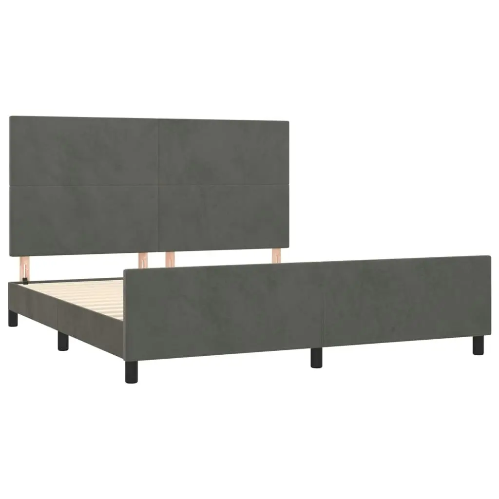 Bed Frame without Mattress Dark Grey 152x203 cm Queen Velvet 3283138