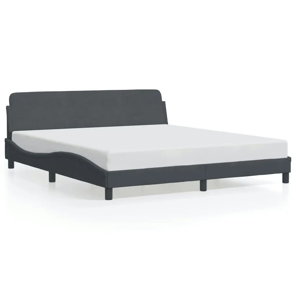 Bed Frame with Headboard Dark Grey 183x203 cm King Size Velvet 3207664