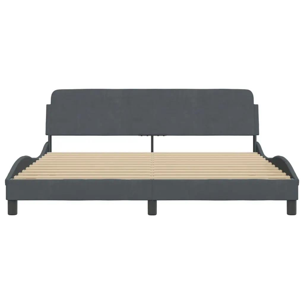 Bed Frame with Headboard Dark Grey 183x203 cm King Size Velvet 3207664