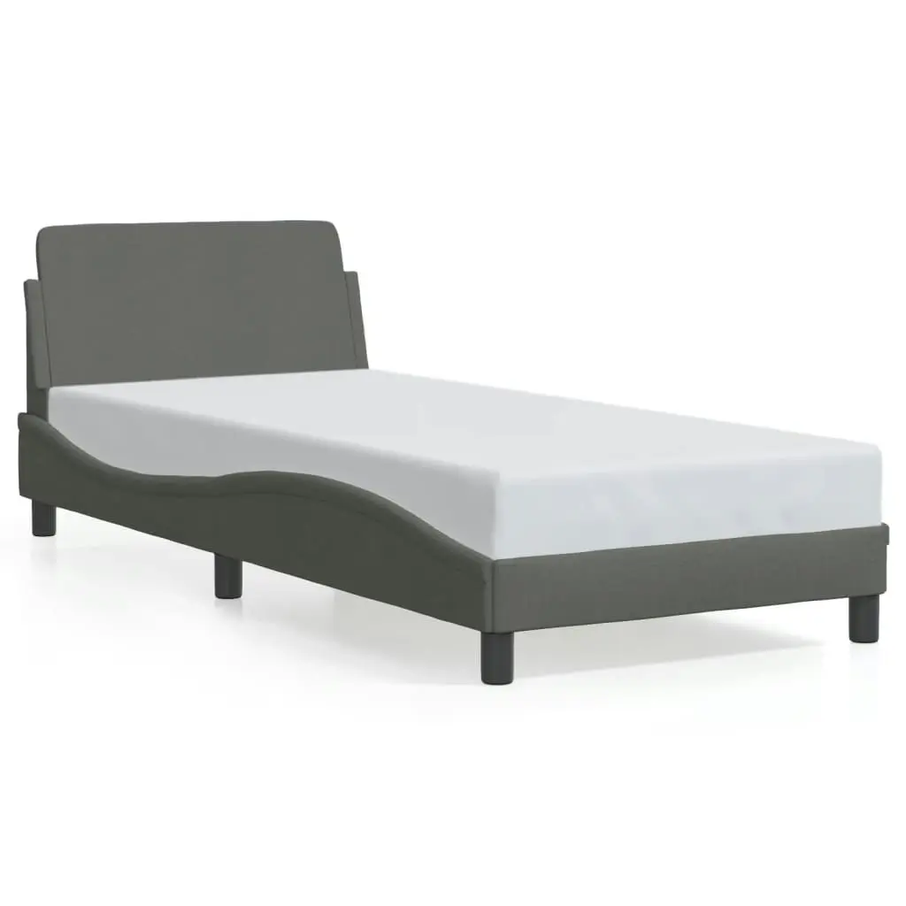 Bed Frame with Headboard Dark Grey 90x190 cm Fabric 373086