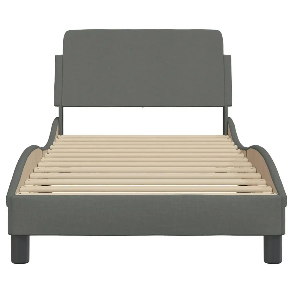 Bed Frame with Headboard Dark Grey 90x190 cm Fabric 373086