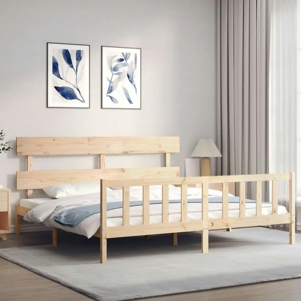 Bed Frame without Mattress 183x203 cm King Solid Wood Pine 3193286