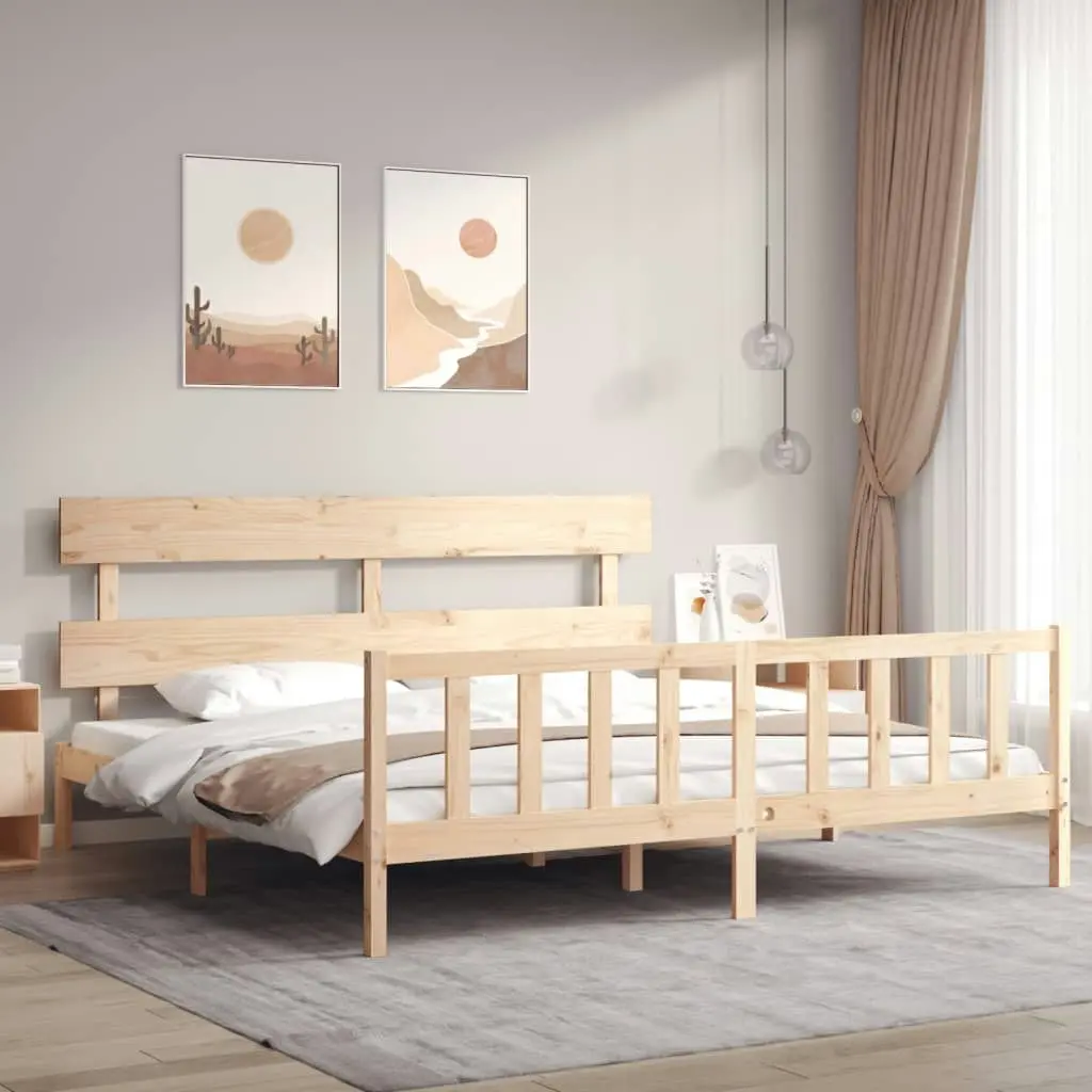 Bed Frame without Mattress 183x203 cm King Solid Wood Pine 3193286