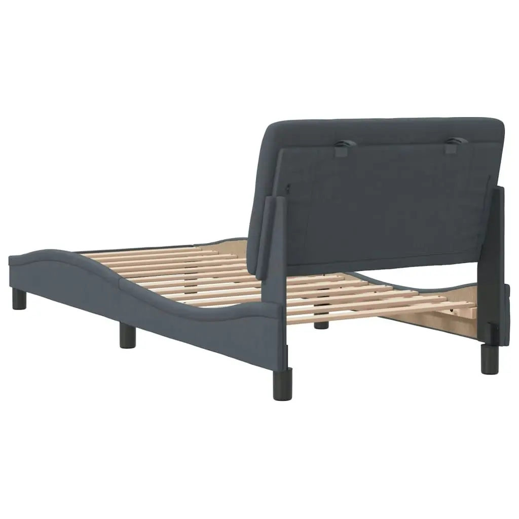 Bed Frame with Headboard Dark Grey 90x190 cm Velvet 3207894