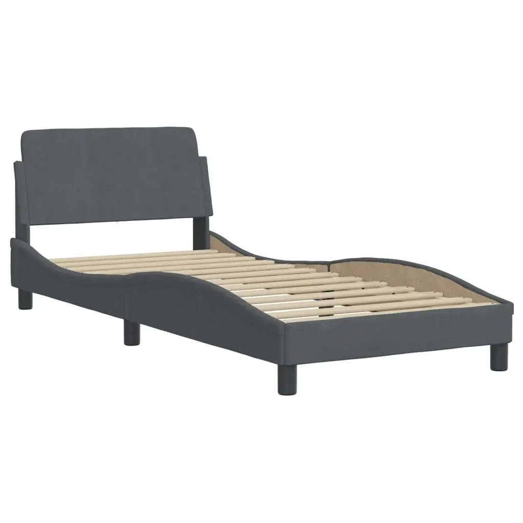 Bed Frame with Headboard Dark Grey 90x190 cm Velvet 3207894