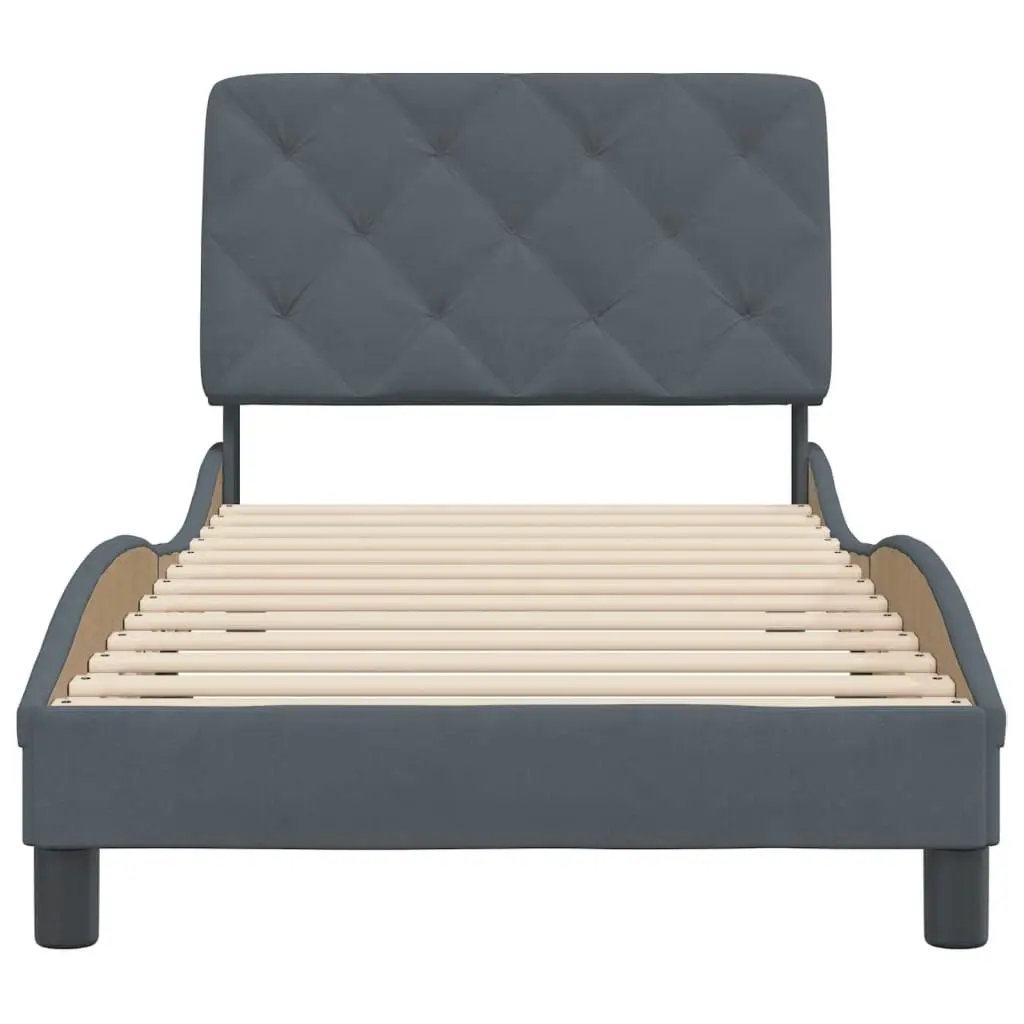 Bed Frame with Headboard Dark Grey 90x190 cm Velvet 3207894