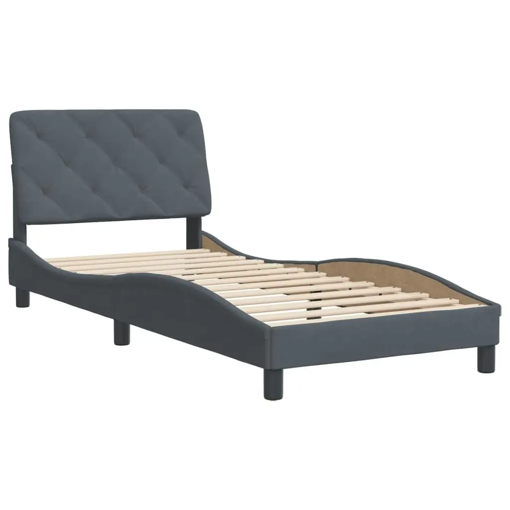 Bed Frame with Headboard Dark Grey 90x190 cm Velvet 3207894