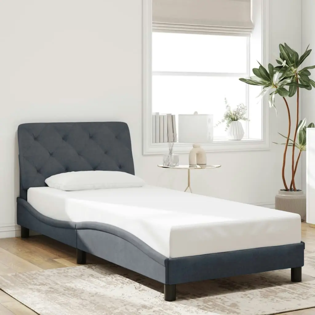 Bed Frame with Headboard Dark Grey 90x190 cm Velvet 3207894