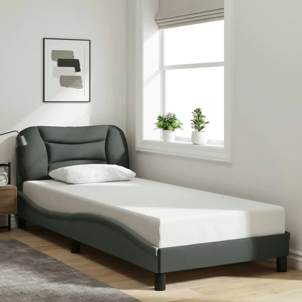 Bed Frame with Headboard Dark Grey 90x190 cm Fabric 3207738