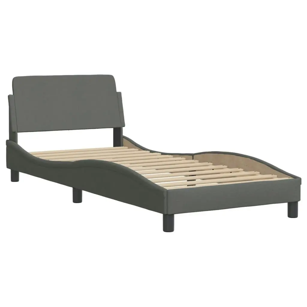 Bed Frame with Headboard Dark Grey 90x190 cm Fabric 3207738