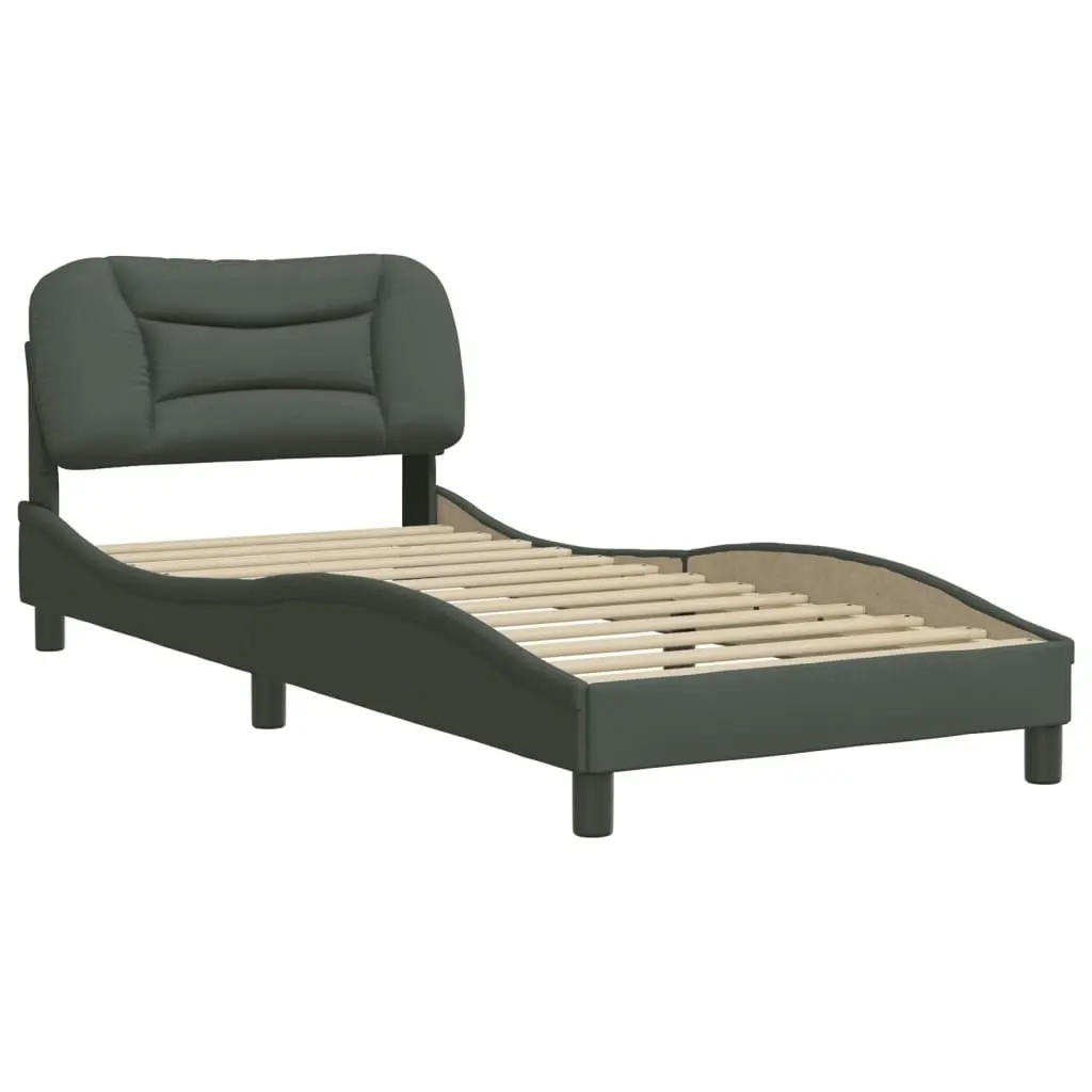 Bed Frame with Headboard Dark Grey 90x190 cm Fabric 3207738