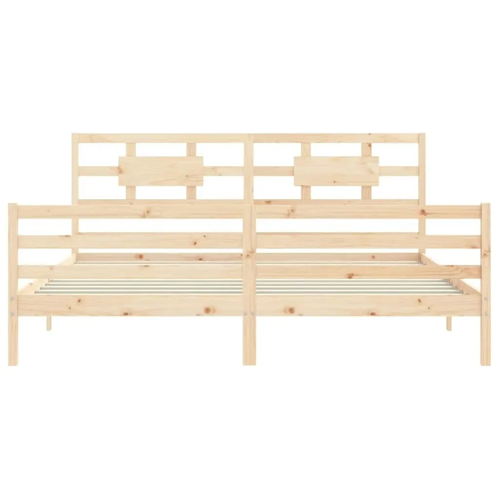 Bed Frame with Headboard 183x203 cm King Solid Wood 3194456