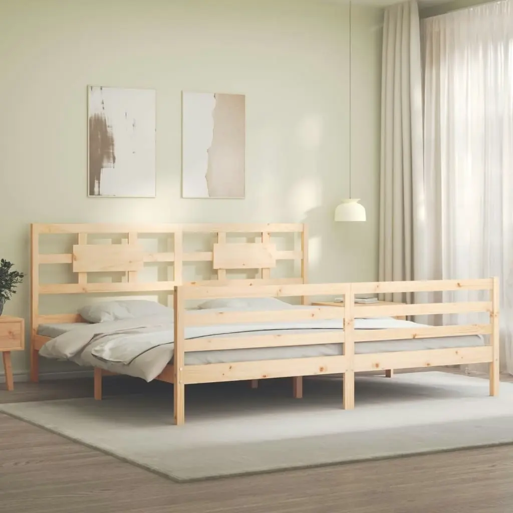 Bed Frame with Headboard 183x203 cm King Solid Wood 3194456