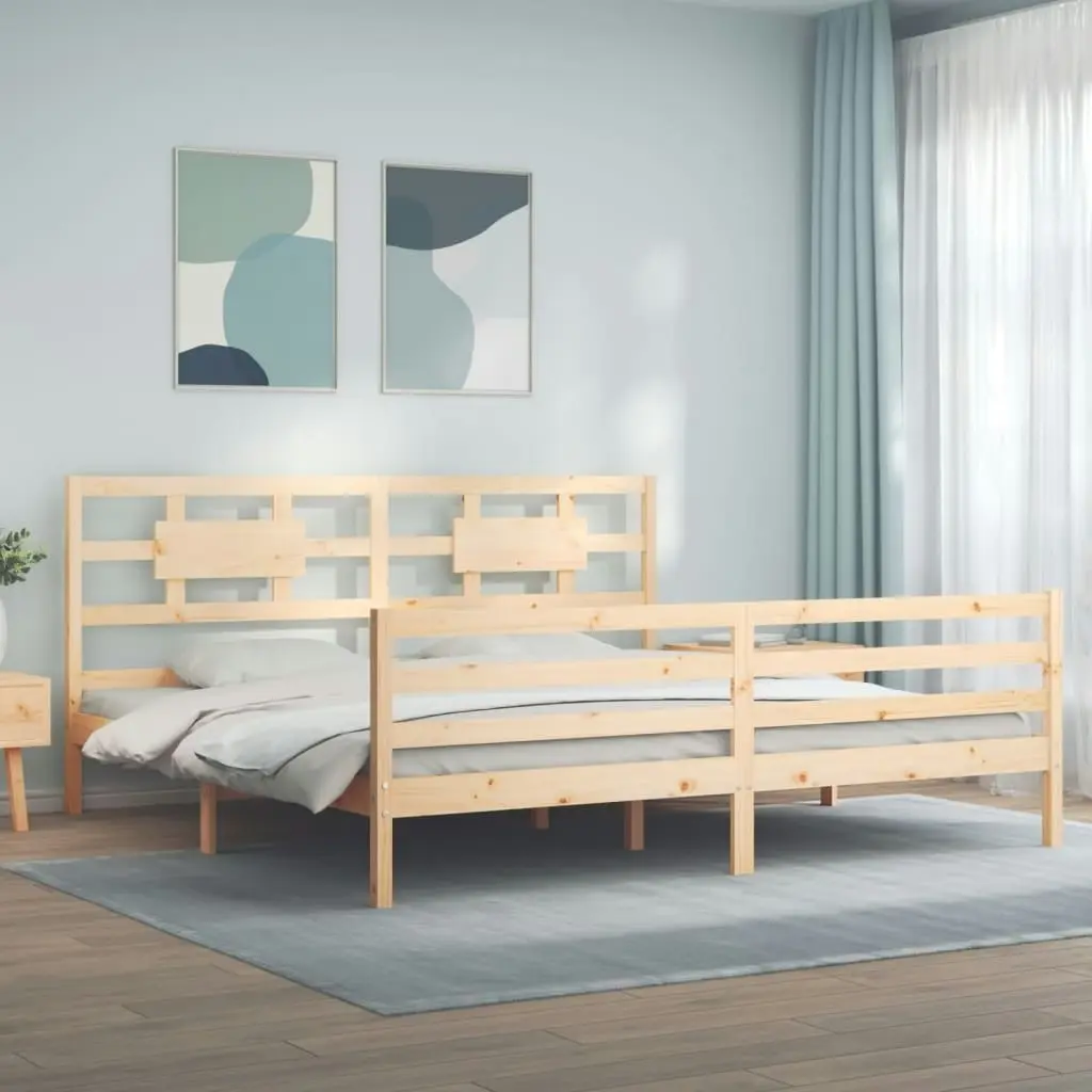 Bed Frame with Headboard 183x203 cm King Solid Wood 3194456