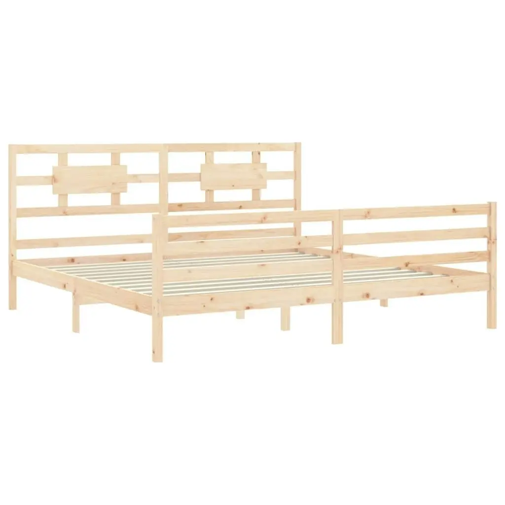 Bed Frame with Headboard 183x203 cm King Solid Wood 3194456