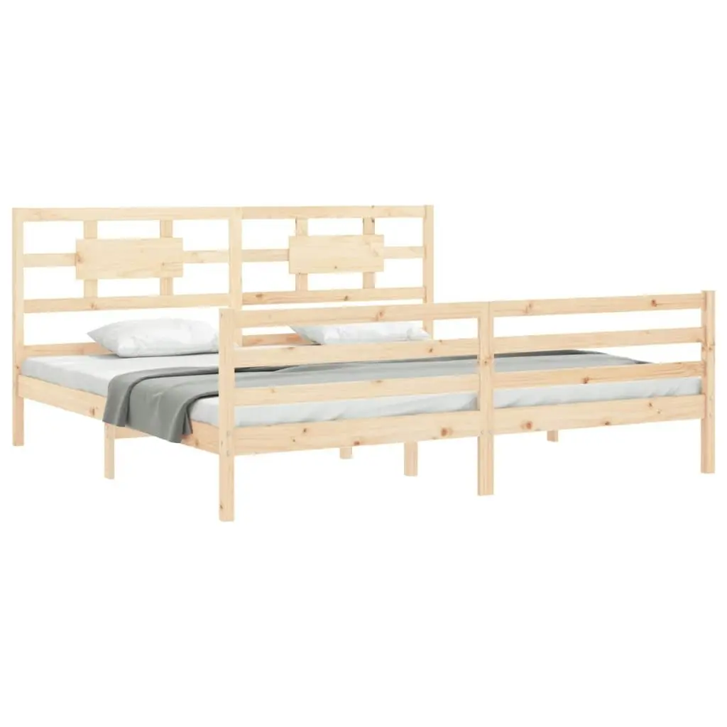 Bed Frame with Headboard 183x203 cm King Solid Wood 3194456