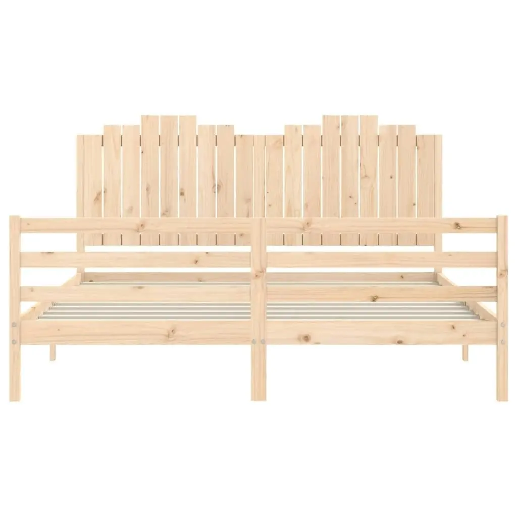 Bed Frame with Headboard 183x203 cm King Solid Wood 3194196