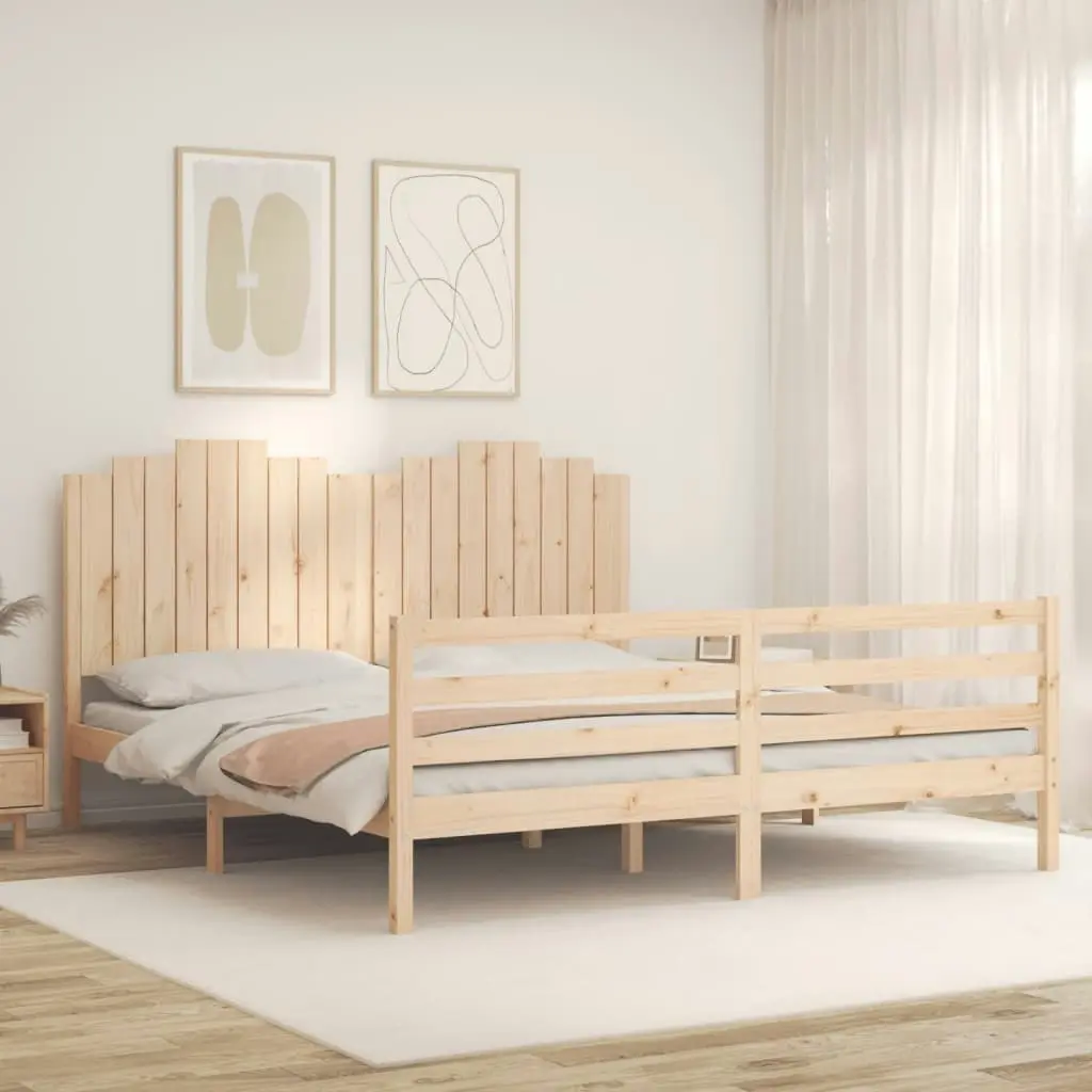 Bed Frame with Headboard 183x203 cm King Solid Wood 3194196