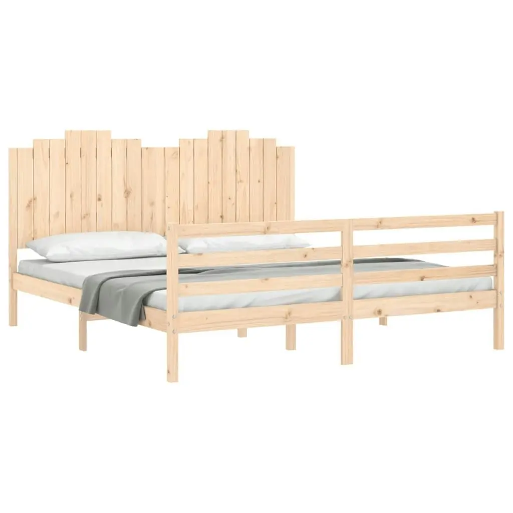 Bed Frame with Headboard 183x203 cm King Solid Wood 3194196