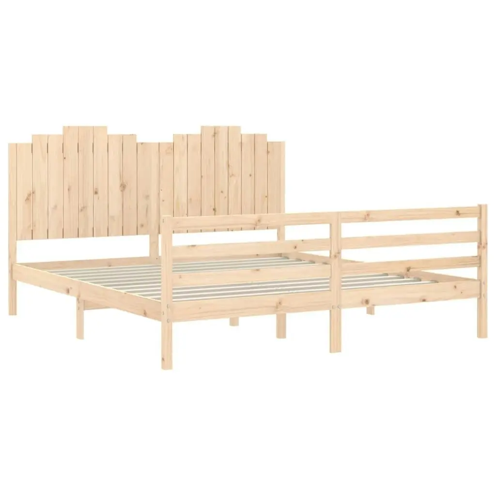 Bed Frame with Headboard 183x203 cm King Solid Wood 3194196