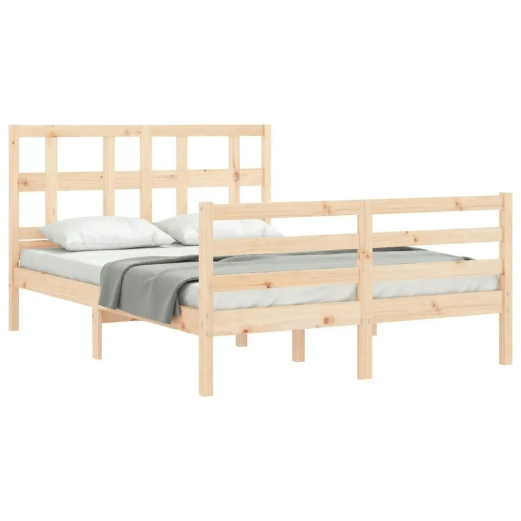 Bed Frame with Headboard 137x187 cm Double Solid Wood 3194806