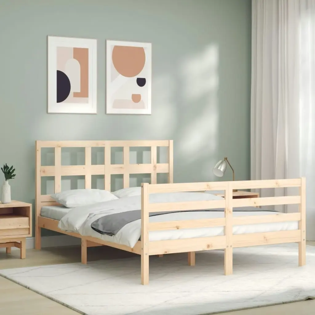 Bed Frame with Headboard 137x187 cm Double Solid Wood 3194806