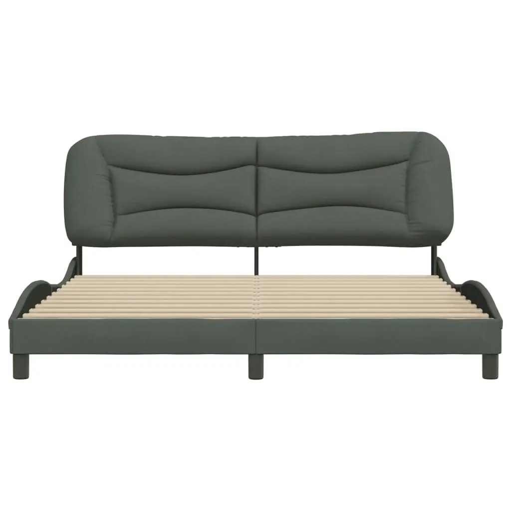 Bed Frame with Headboard Dark Grey 183x203 cm King Size Fabric 3207787