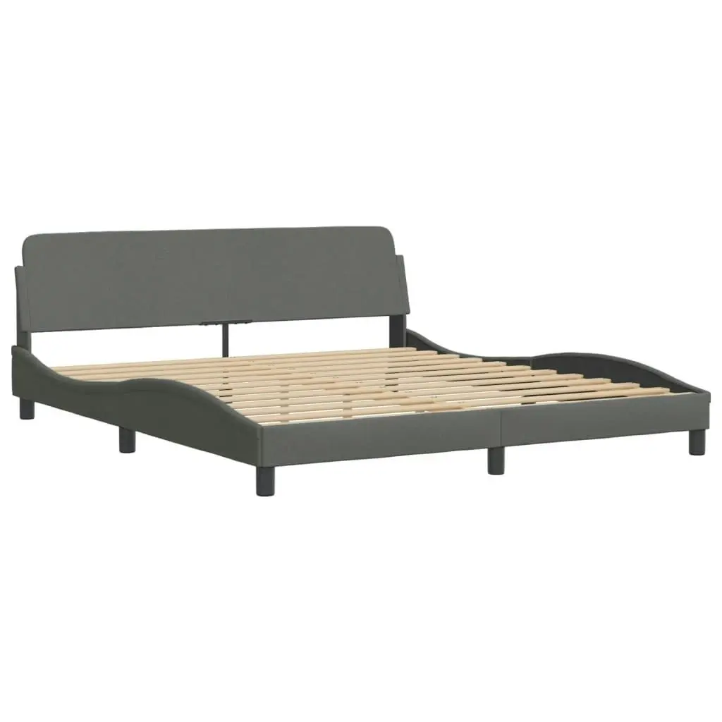 Bed Frame with Headboard Dark Grey 183x203 cm King Size Fabric 3207787