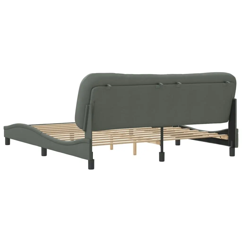 Bed Frame with Headboard Dark Grey 183x203 cm King Size Fabric 3207787