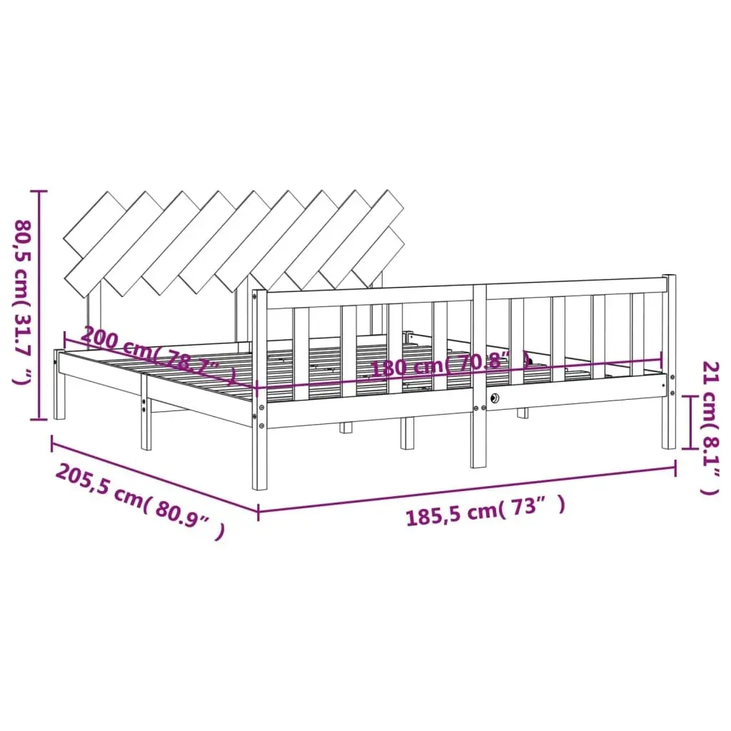 Bed Frame without Mattress 183x203 cm King Solid Wood Pine 3193481