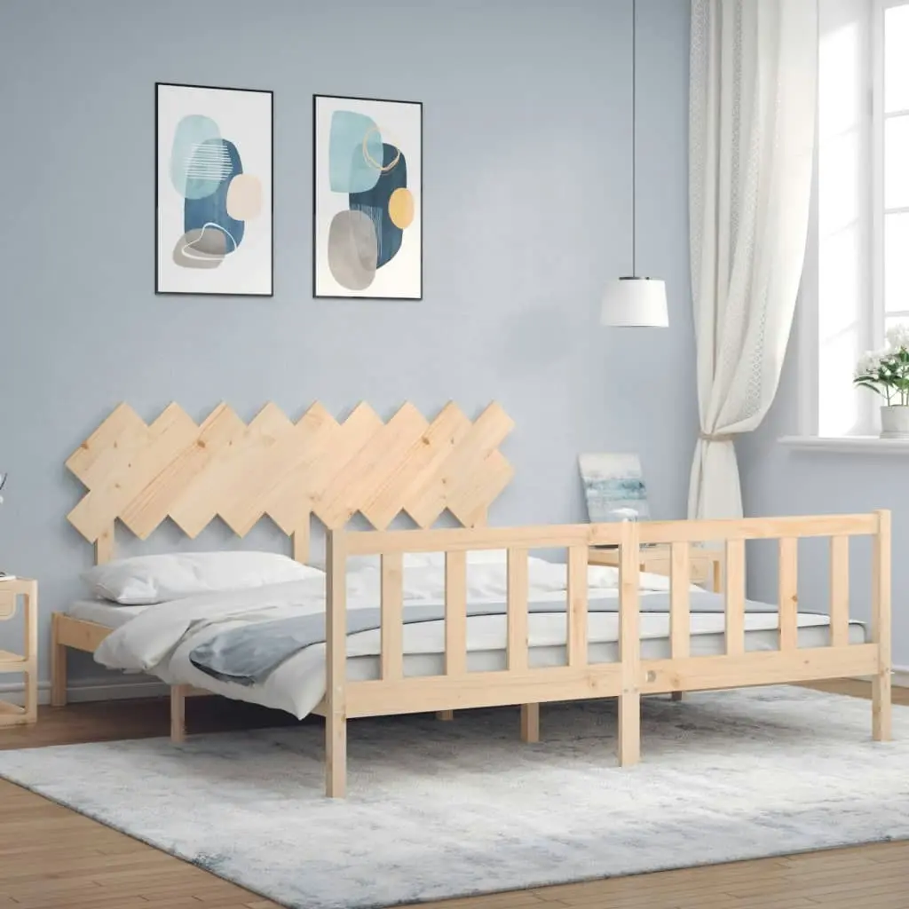 Bed Frame without Mattress 183x203 cm King Solid Wood Pine 3193481