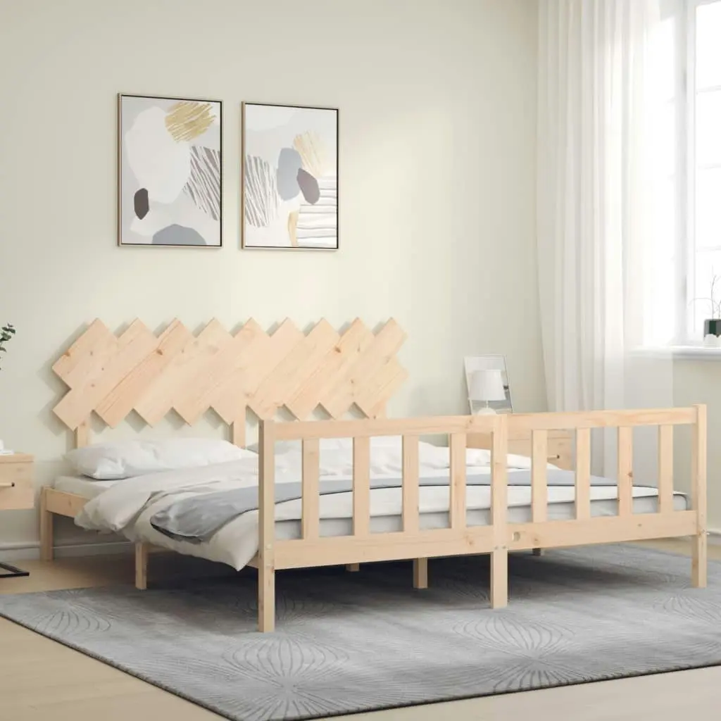 Bed Frame without Mattress 183x203 cm King Solid Wood Pine 3193481