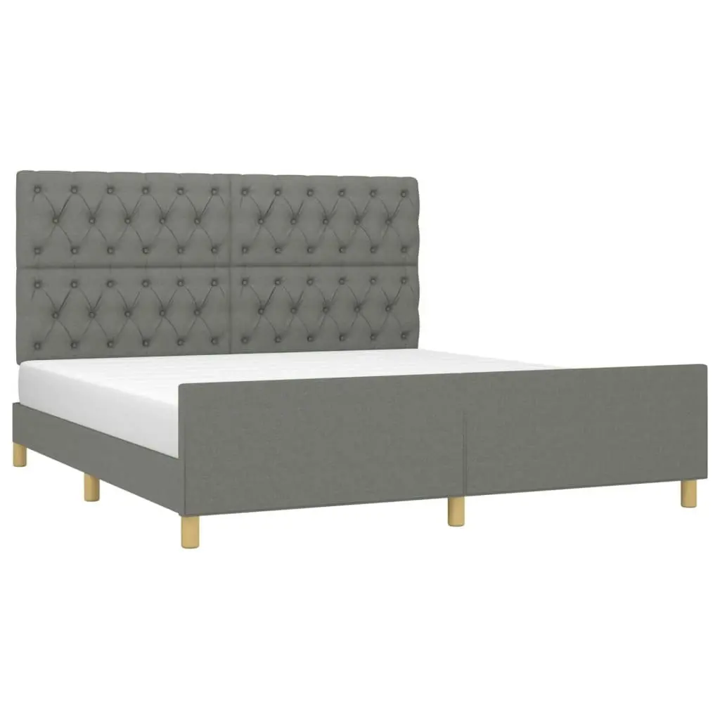 Bed Frame with Headboard Dark Grey 153x203 cm Queen Size Fabric 3283097