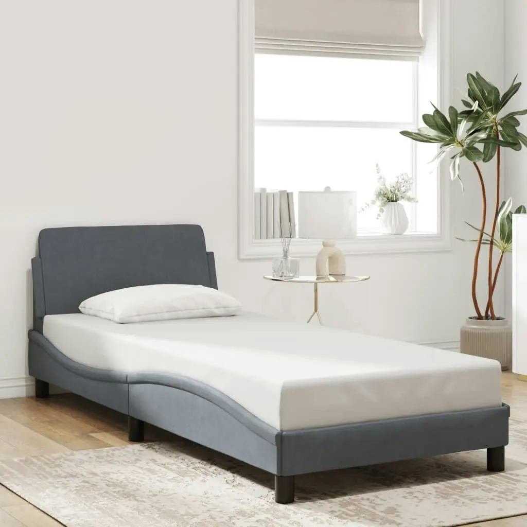 Bed Frame without Mattress Dark Grey 90x190 cm Velvet 373093