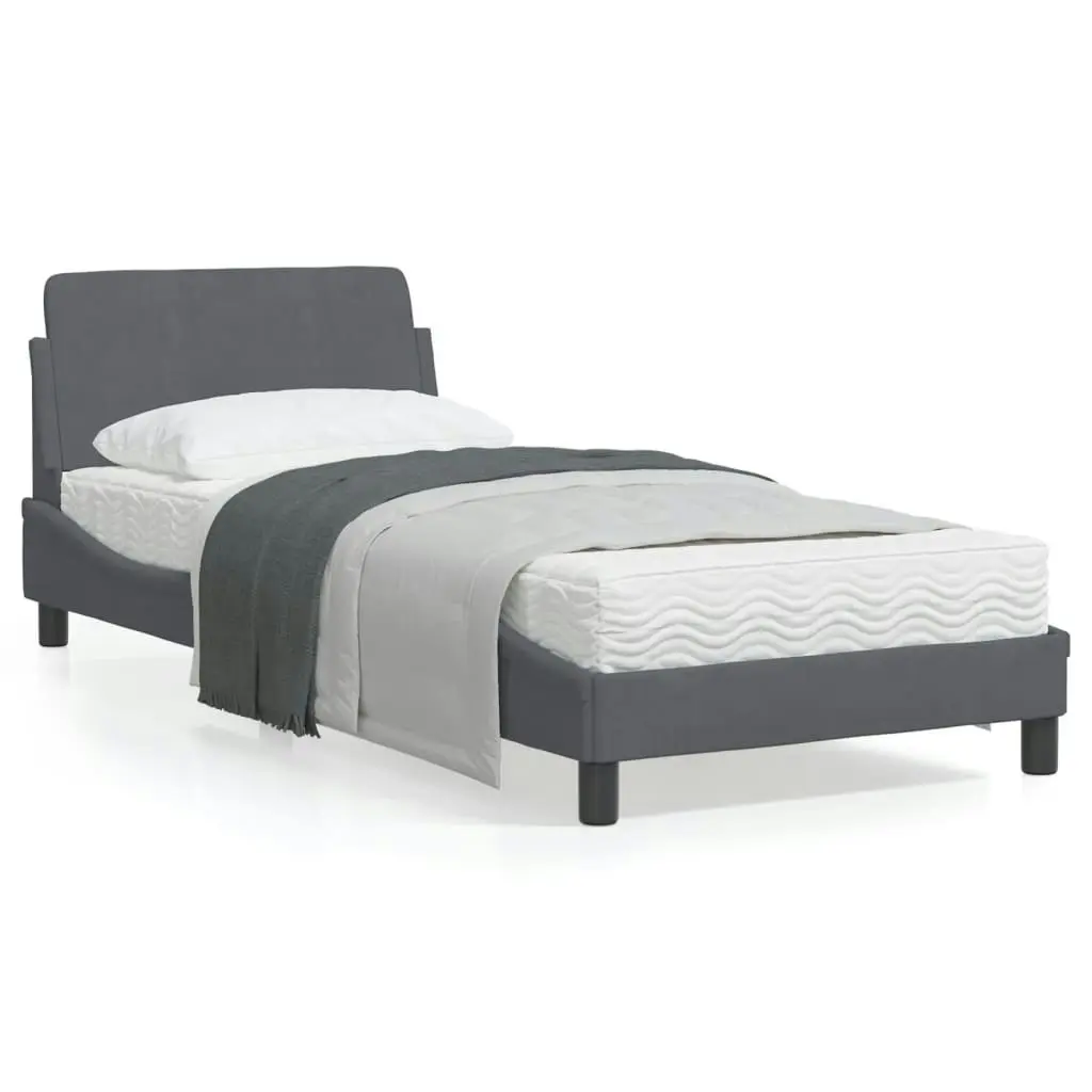 Bed Frame without Mattress Dark Grey 90x190 cm Velvet 373093