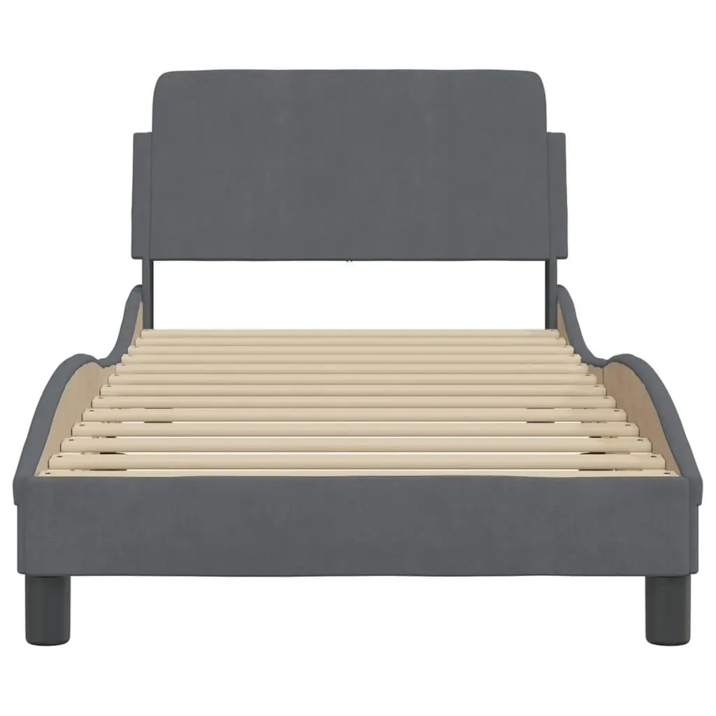 Bed Frame without Mattress Dark Grey 90x190 cm Velvet 373093