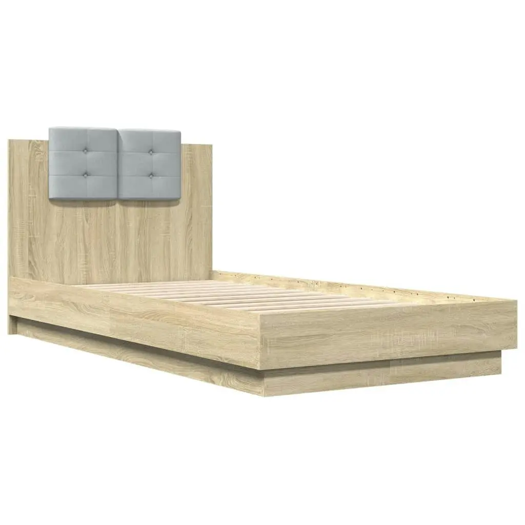 Bed Frame with Headboard Sonoma Oak 90x190 cm Engineered Wood 3209970