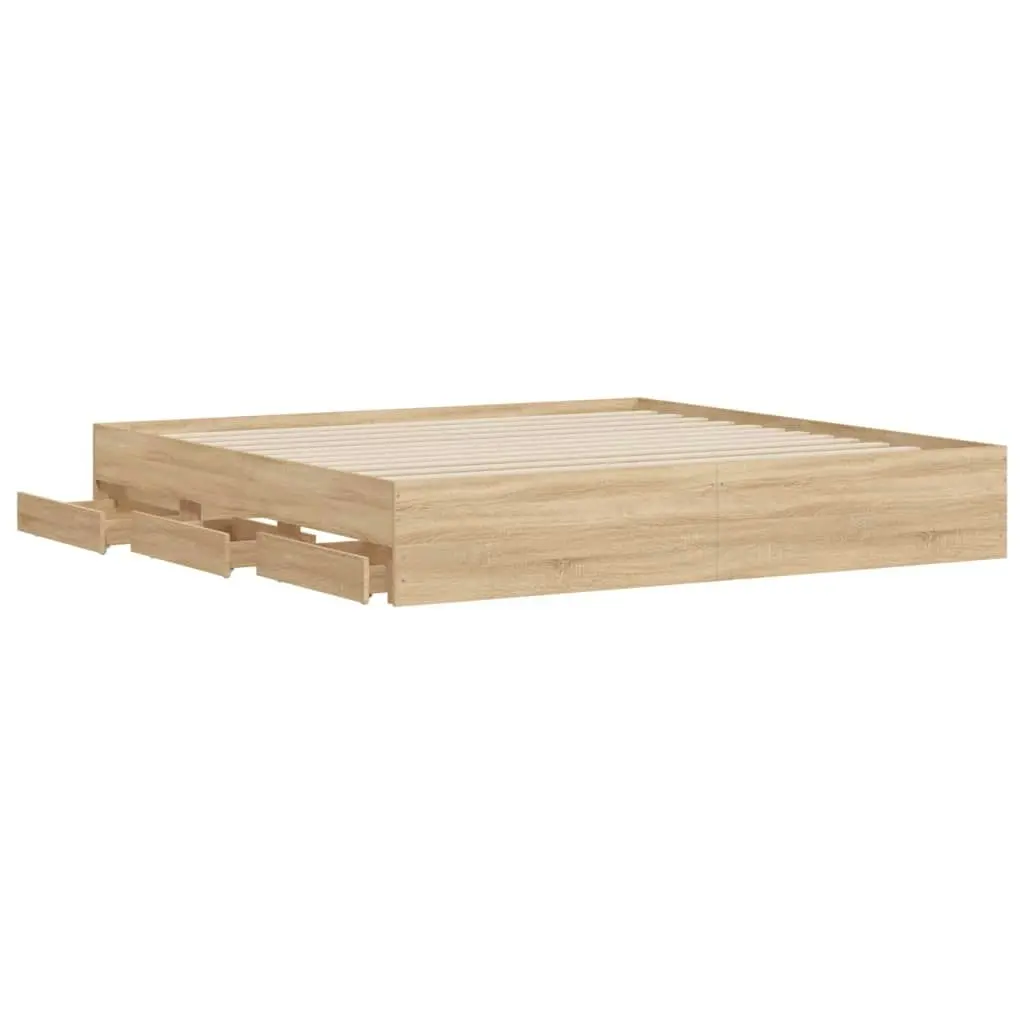 Bed Frame with Drawers Sonoma Oak 183x203 cm King Size Engineered Wood 3207254