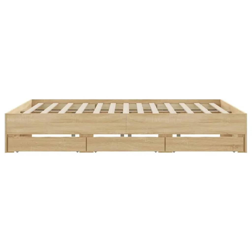 Bed Frame with Drawers Sonoma Oak 183x203 cm King Size Engineered Wood 3207254