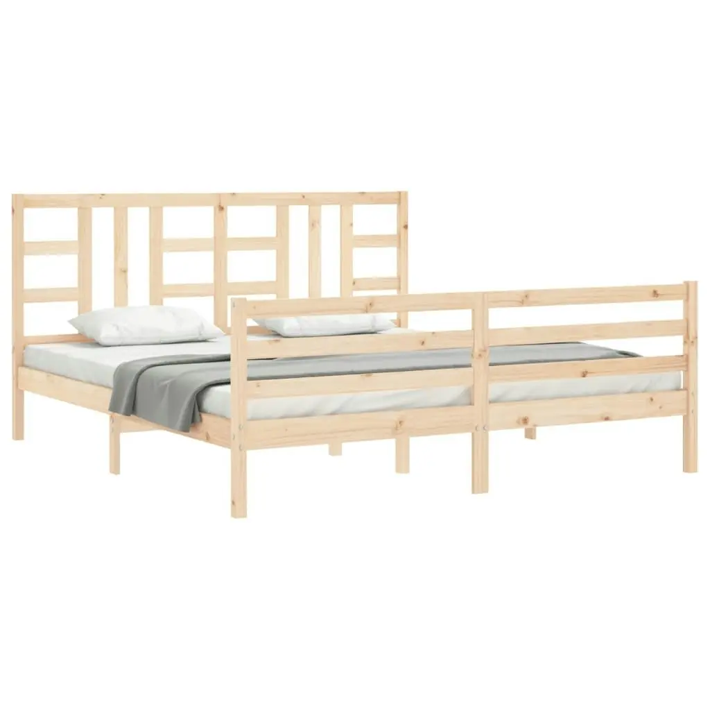 Bed Frame with Headboard 183x203 cm King Solid Wood 3193936