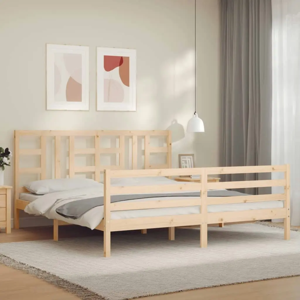 Bed Frame with Headboard 183x203 cm King Solid Wood 3193936