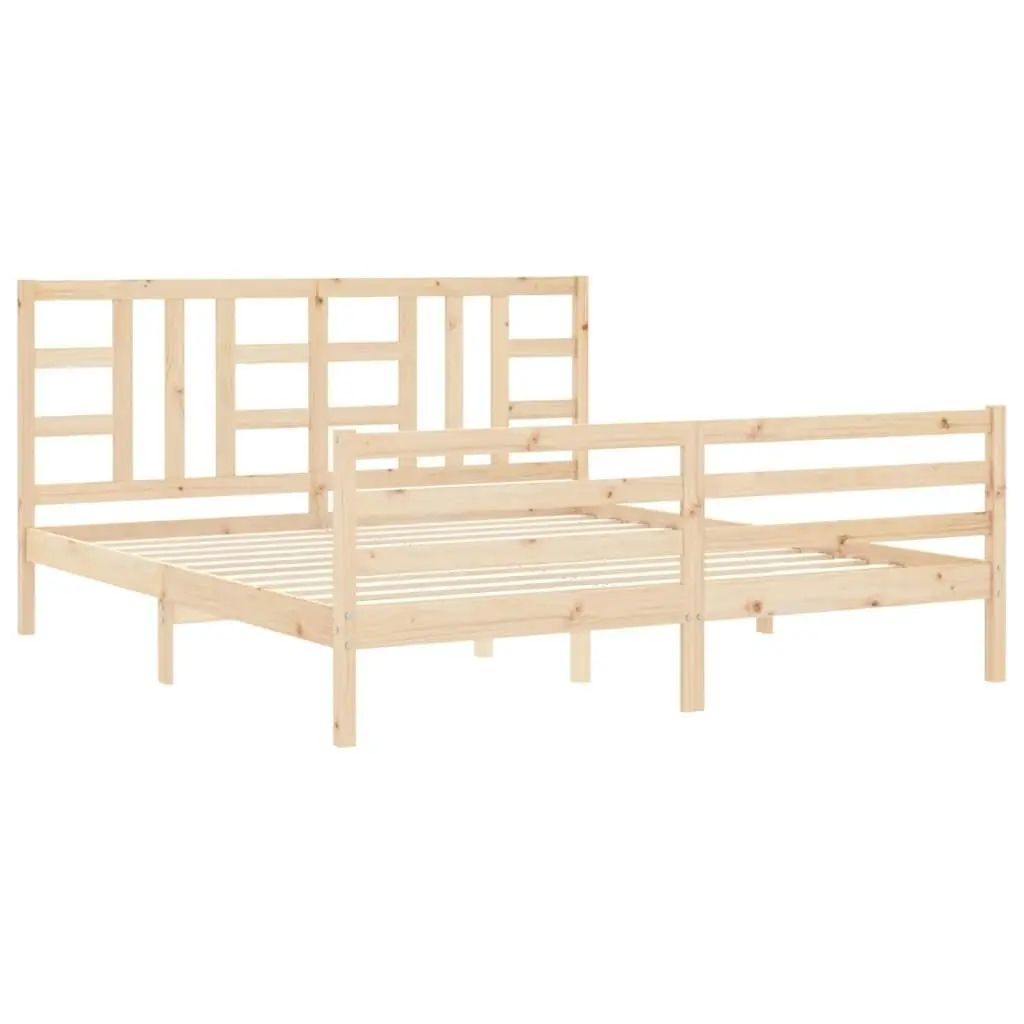 Bed Frame with Headboard 183x203 cm King Solid Wood 3193936